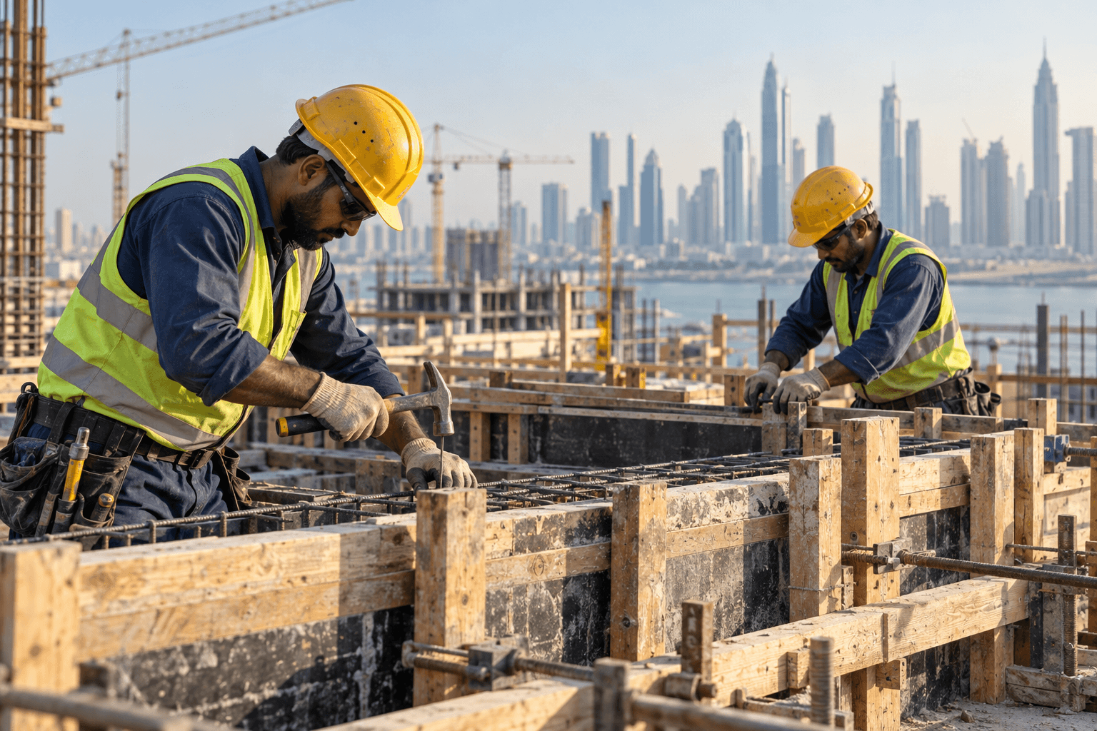 Concrete & Shuttering Carpenters on a construction site